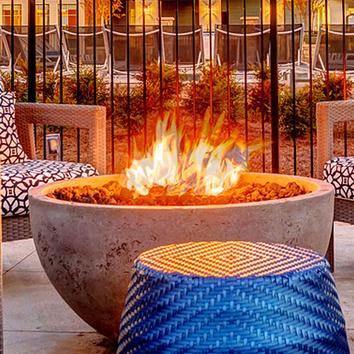 The Henry at Fritz Farm luxury apartments poolside fire pit